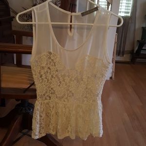 White/off white sheer peplum top